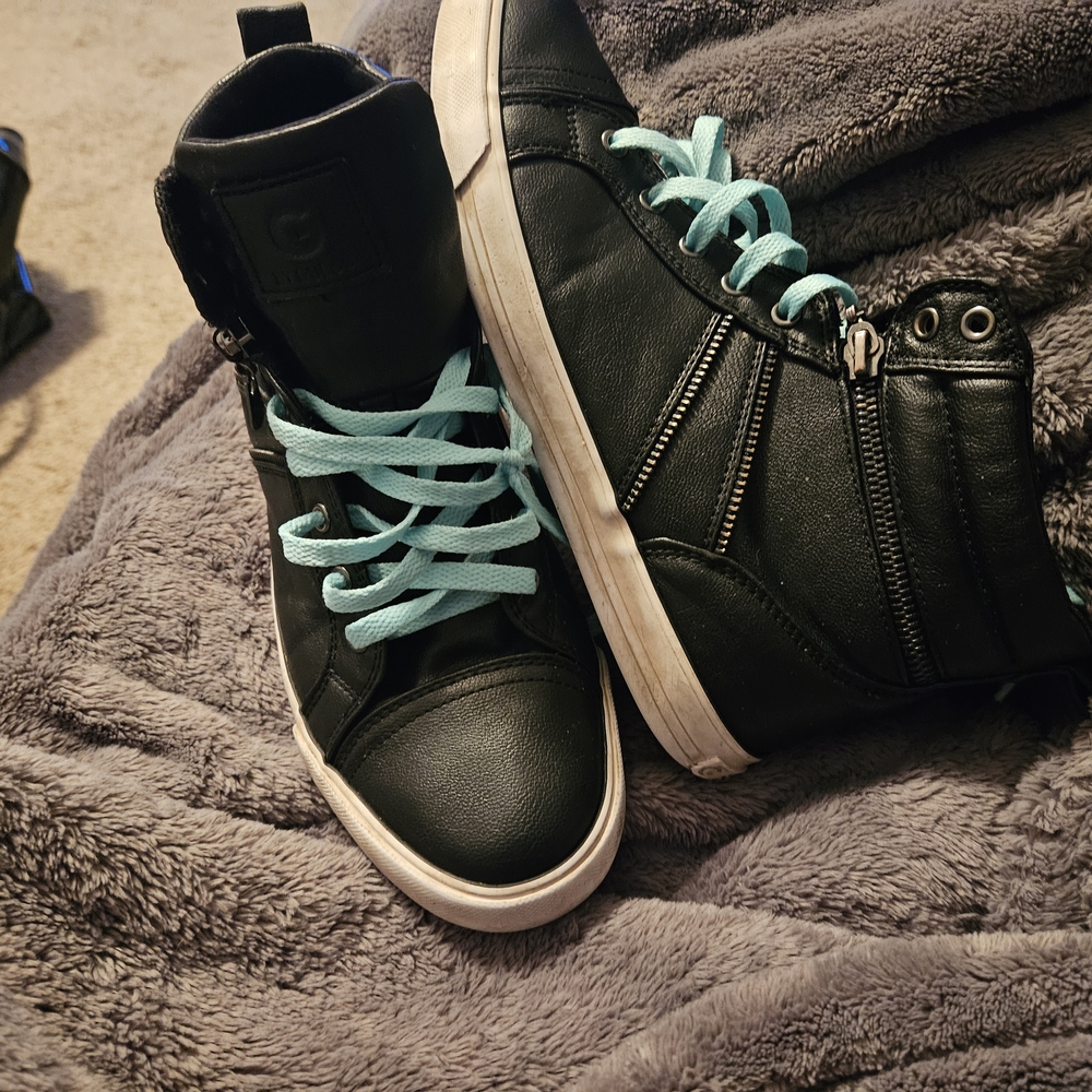 G by Guess Black and Blue High-Top Sneakers